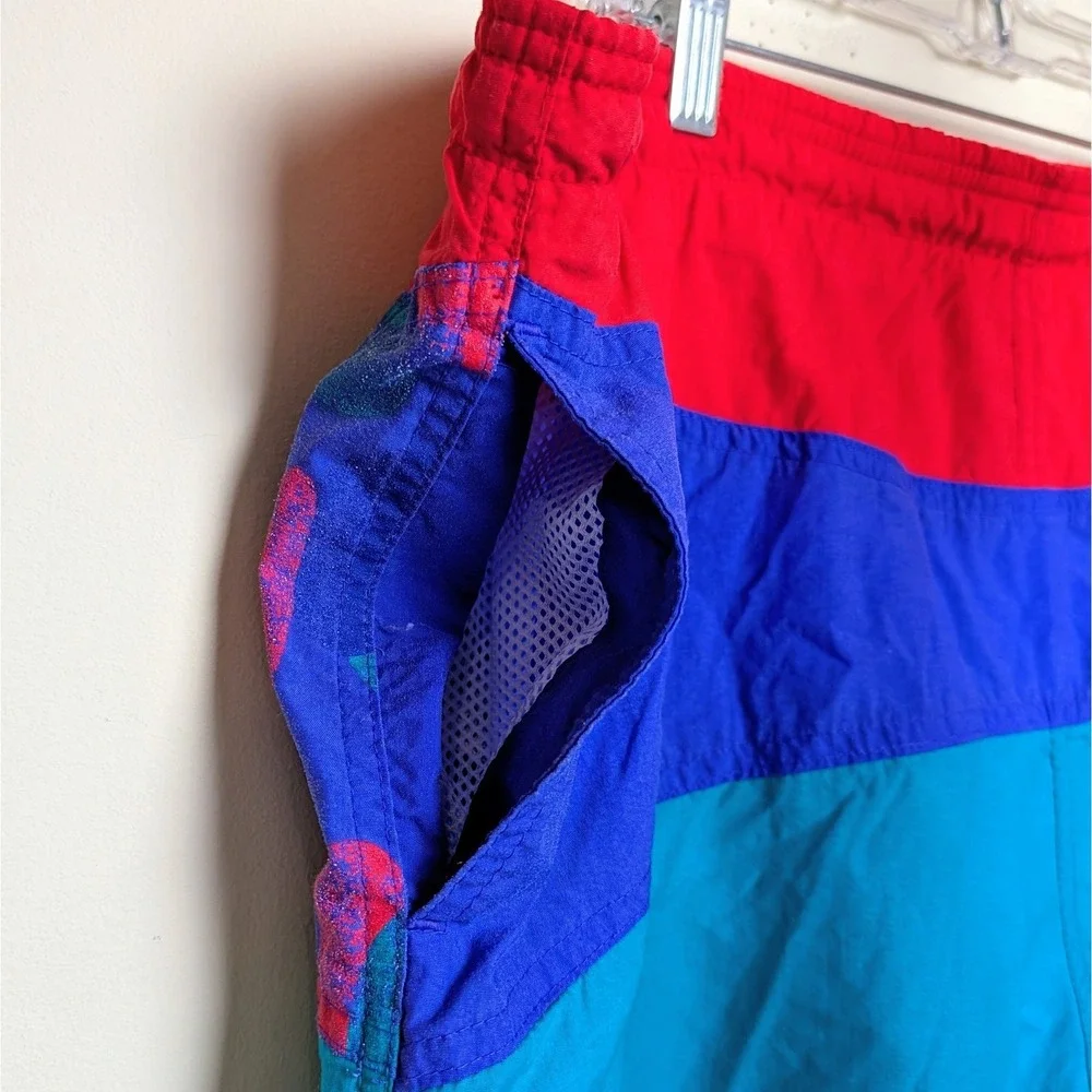 Vintage Ocean Pacific Swim Trunks Neon Bathing‎ Suit Shorts OP 80s 90s Size XL
